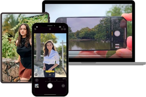 Mockup del curso IPro en laptop, tablet y iPhone